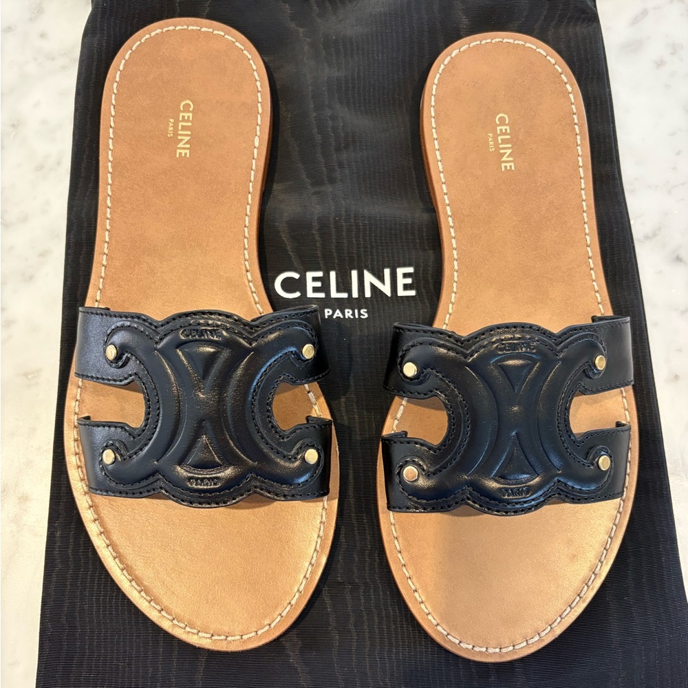 Celine Triomphe Mule Calfskin sandal (size 39)